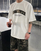 迷彩 刺繡 厚磅 寬鬆 短袖 上衣 / 2色 - WHATEVER STUDIO