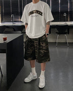 迷彩 刺繡 厚磅 寬鬆 短袖 上衣 / 2色 - WHATEVER STUDIO