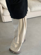 三褶 垂墜 羊毛混紡 寬版 落地 西裝褲 / 2色 - WHATEVER STUDIO