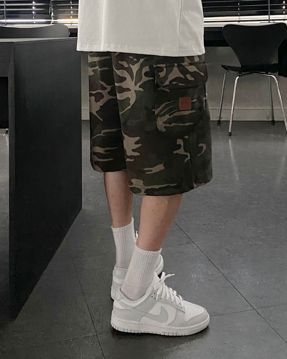 迷彩 刺繡 厚磅 寬鬆 短袖 上衣 / 2色 - WHATEVER STUDIO