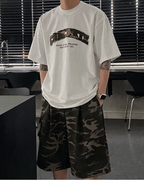 迷彩 刺繡 厚磅 寬鬆 短袖 上衣 / 2色 - WHATEVER STUDIO