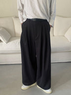 三褶 垂墜 羊毛混紡 寬版 落地 西裝褲 / 2色 - WHATEVER STUDIO