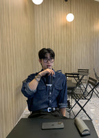 西部風 線條 丹寧 襯衫 / 2色 - WHATEVER STUDIO