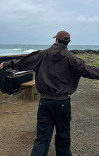 重磅 工裝 水洗 雙拉鍊 連帽 外套 / 2色 - WHATEVER STUDIO