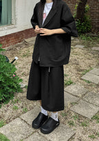 涼感 亞麻 輕正裝 五分袖 西裝外套 / 2色 - WHATEVER STUDIO