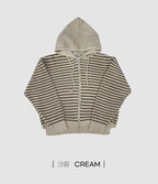 雙拉鍊 條紋 連帽 針織 外套 / 3色