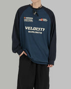 復古 賽車風 插肩袖 長袖上衣 / 4色