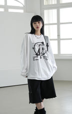 貓咪 摘星 印花 長袖 T恤 / 3色