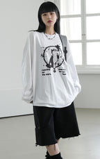 貓咪 摘星 印花 長袖 T恤 / 3色