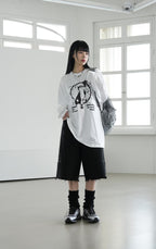 貓咪 摘星 印花 長袖 T恤 / 3色