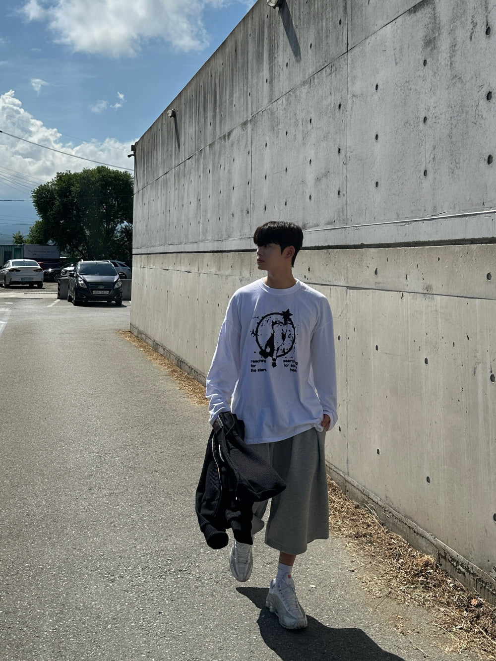 貓咪 摘星 印花 長袖 T恤 / 3色