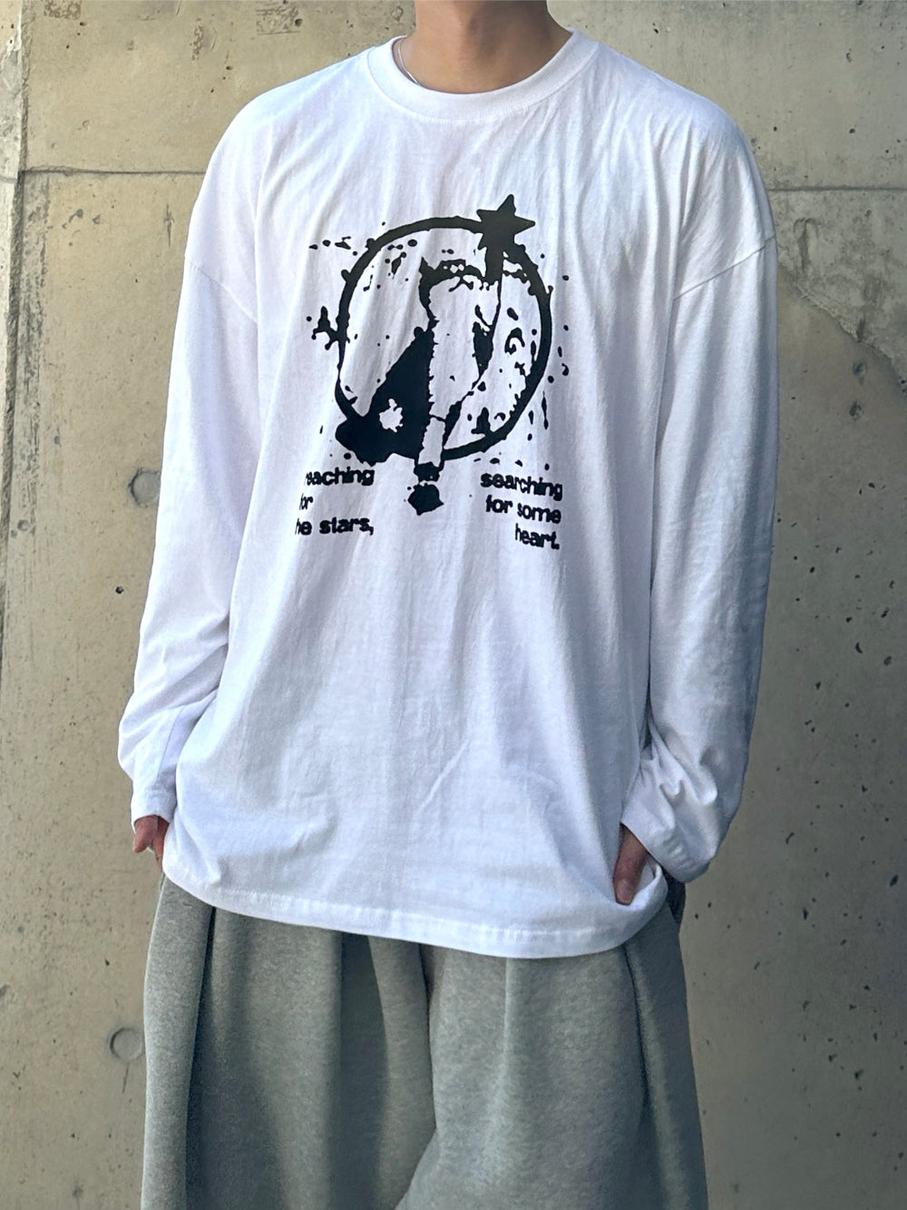 貓咪 摘星 印花 長袖 T恤 / 3色