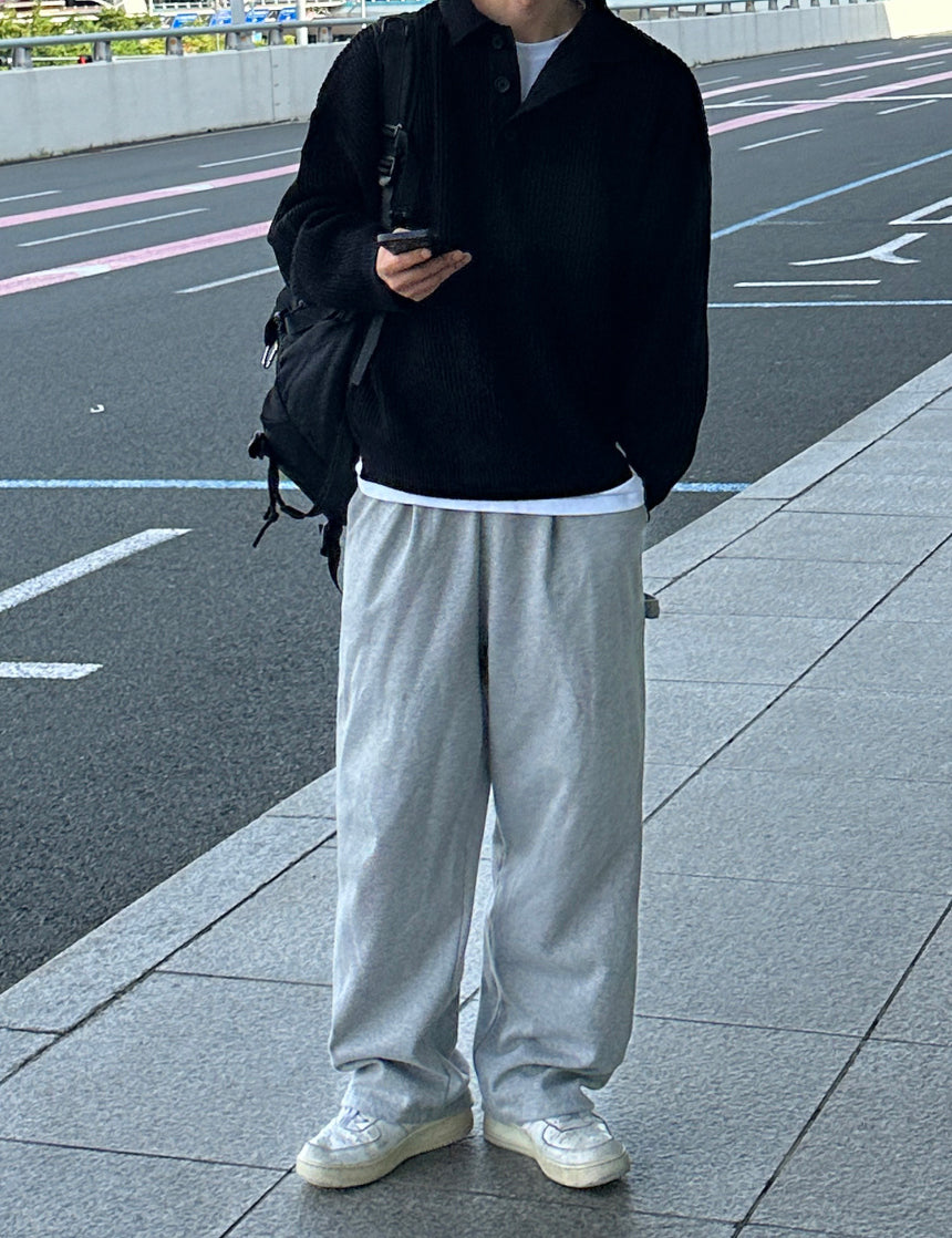 羅紋 翻領 鈕扣 針織衫 / 5色