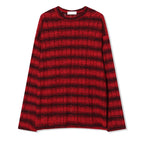 條紋 寬鬆 針織 薄長袖 上衣 / 3色