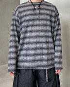 條紋 寬鬆 針織 薄長袖 上衣 / 3色