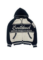 美式 復古 插肩袖 針織 連帽外套 / 2色