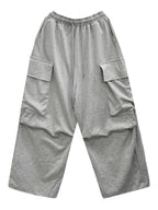 大口袋 工裝 降落傘 寬鬆 闊腿 棉褲 / 4色