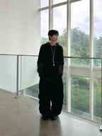 大口袋 工裝 降落傘 寬鬆 闊腿 棉褲 / 4色