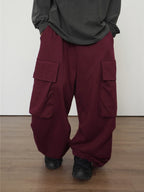 大口袋 工裝 降落傘 寬鬆 闊腿 棉褲 / 4色