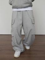 大口袋 工裝 降落傘 寬鬆 闊腿 棉褲 / 4色