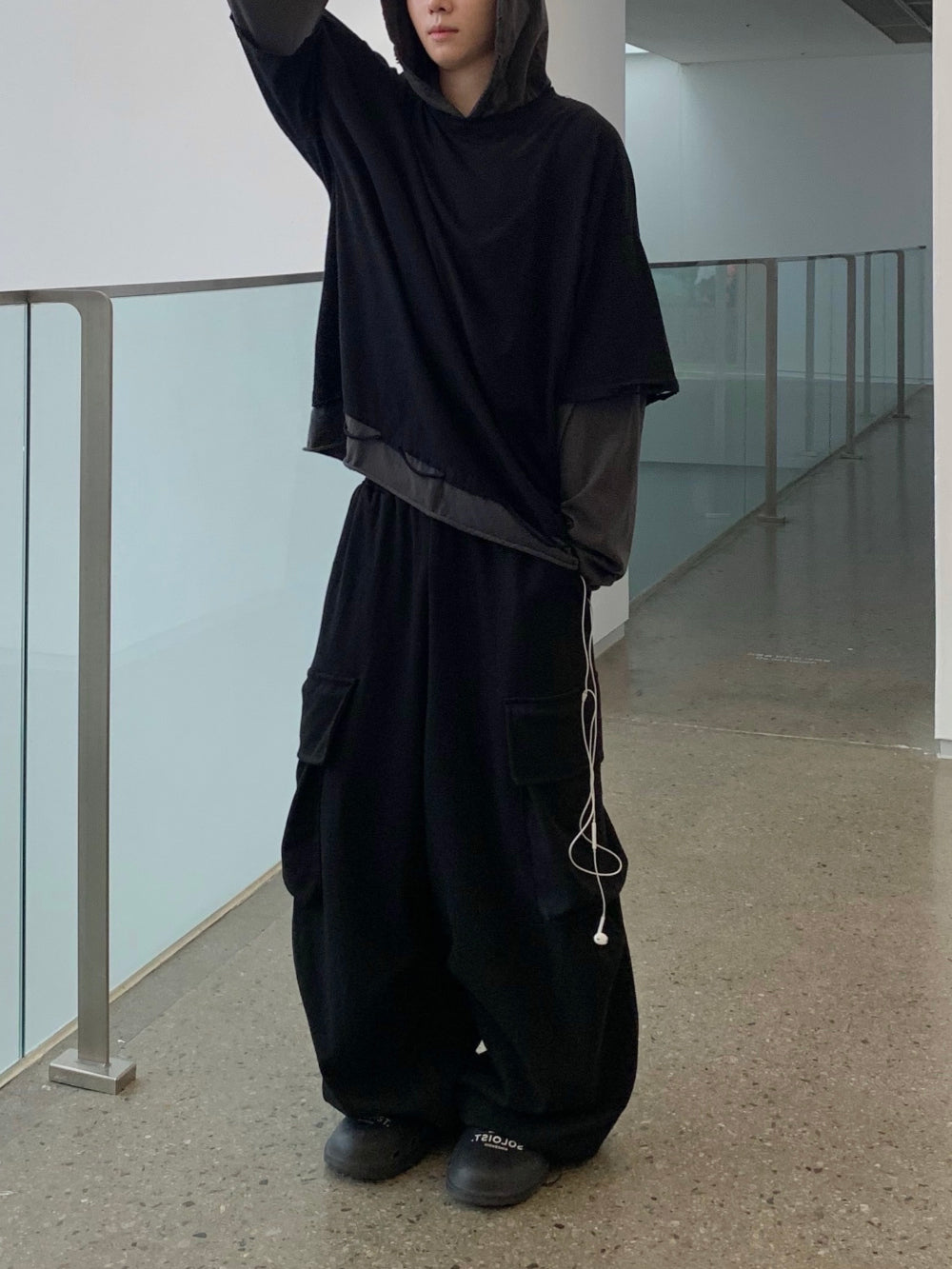 大口袋 工裝 降落傘 寬鬆 闊腿 棉褲 / 4色