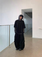 大口袋 工裝 降落傘 寬鬆 闊腿 棉褲 / 4色