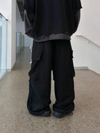 大口袋 工裝 降落傘 寬鬆 闊腿 棉褲 / 4色