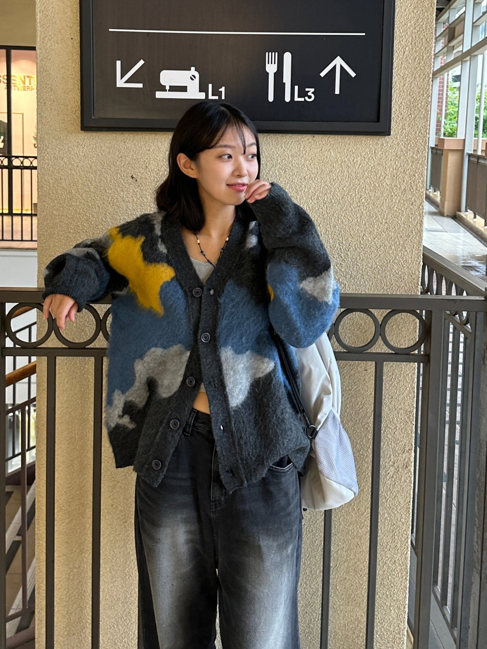 設計師款 星空 馬海毛 開襟 針織衫