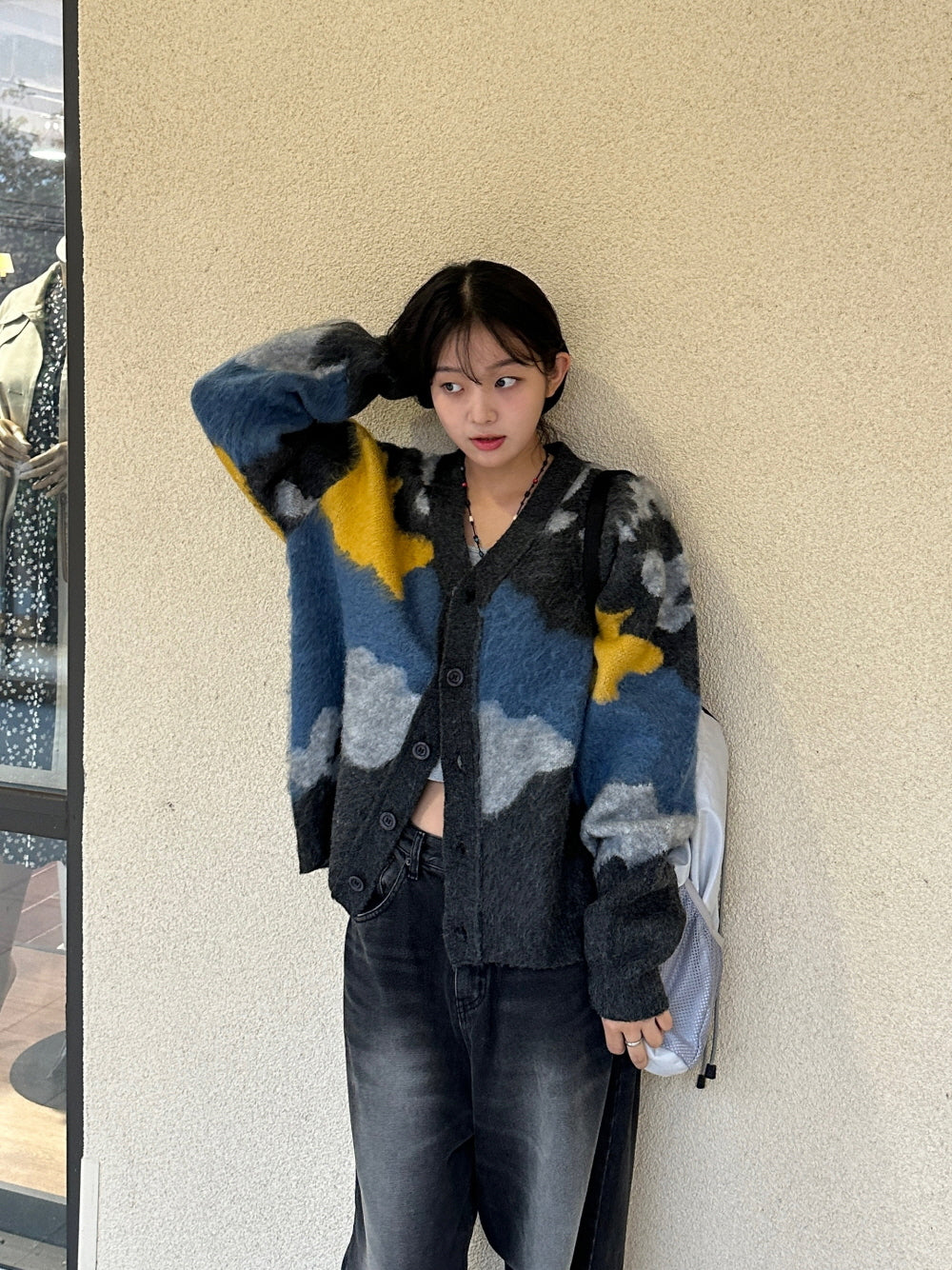 設計師款 星空 馬海毛 開襟 針織衫