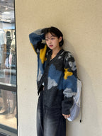 設計師款 星空 馬海毛 開襟 針織衫