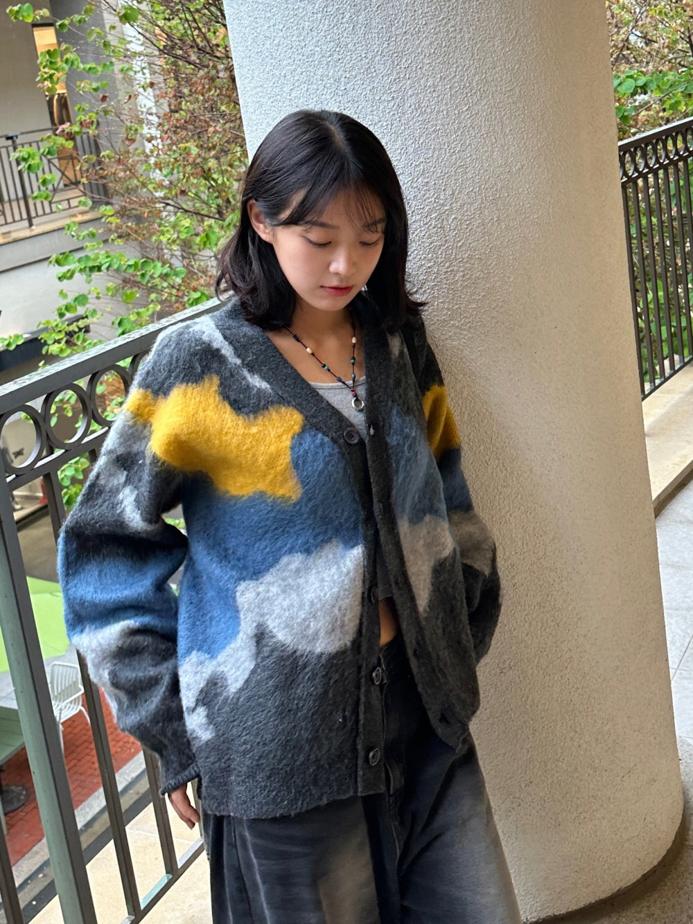 設計師款 星空 馬海毛 開襟 針織衫