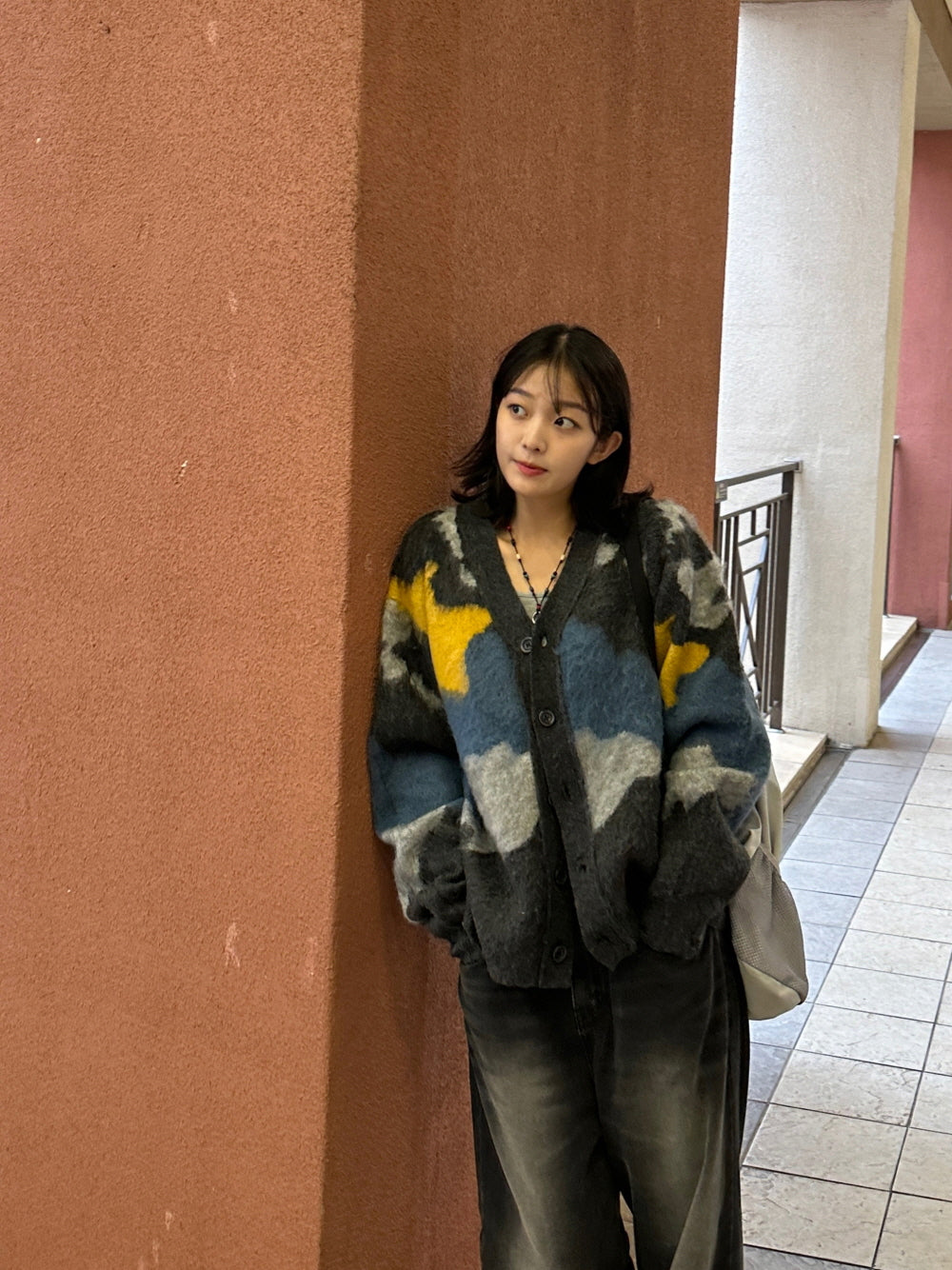 設計師款 星空 馬海毛 開襟 針織衫