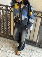 設計師款 星空 馬海毛 開襟 針織衫