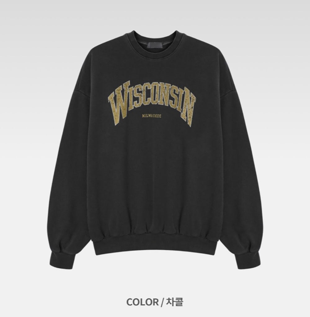 WISCONSIN 顏料染 大學T / 2色