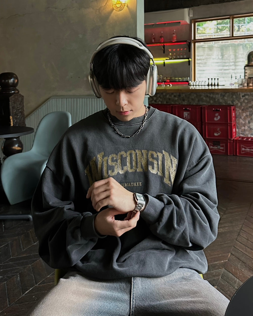 WISCONSIN 顏料染 大學T / 2色