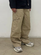 寬鬆 按扣 大口袋 卡其 工裝褲 / 3色