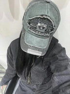 美式 復古 破壞 不收邊 刺繡 老帽 / 4色