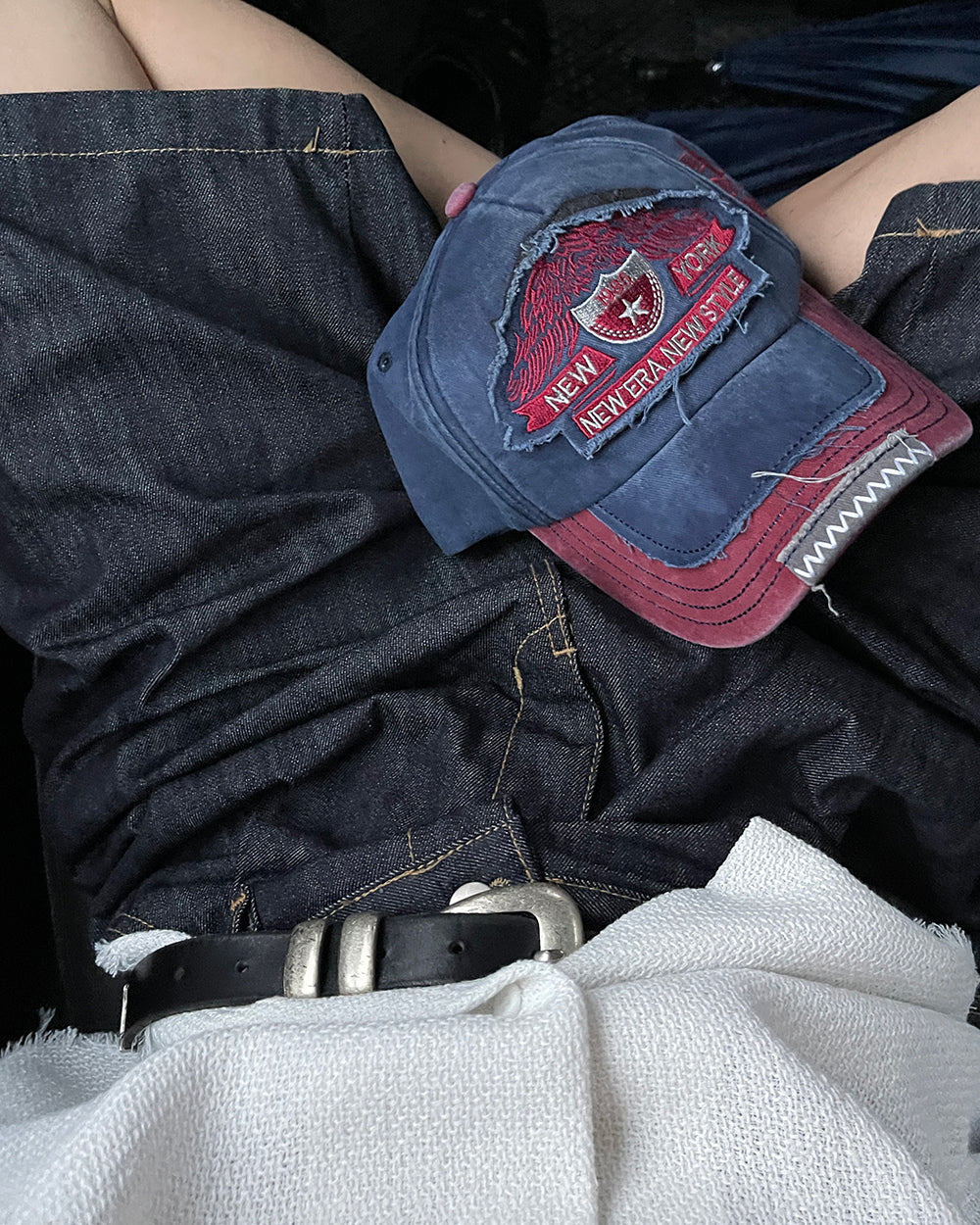 美式 復古 破壞 不收邊 刺繡 老帽 / 4色