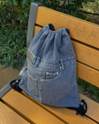 水洗 牛仔 側背 後背 兩用包