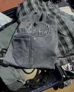 水洗 牛仔 側背 後背 兩用包