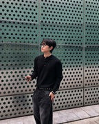 羅紋 亨利領 長袖 針織衫 / 5色