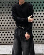 羅紋 亨利領 長袖 針織衫 / 5色