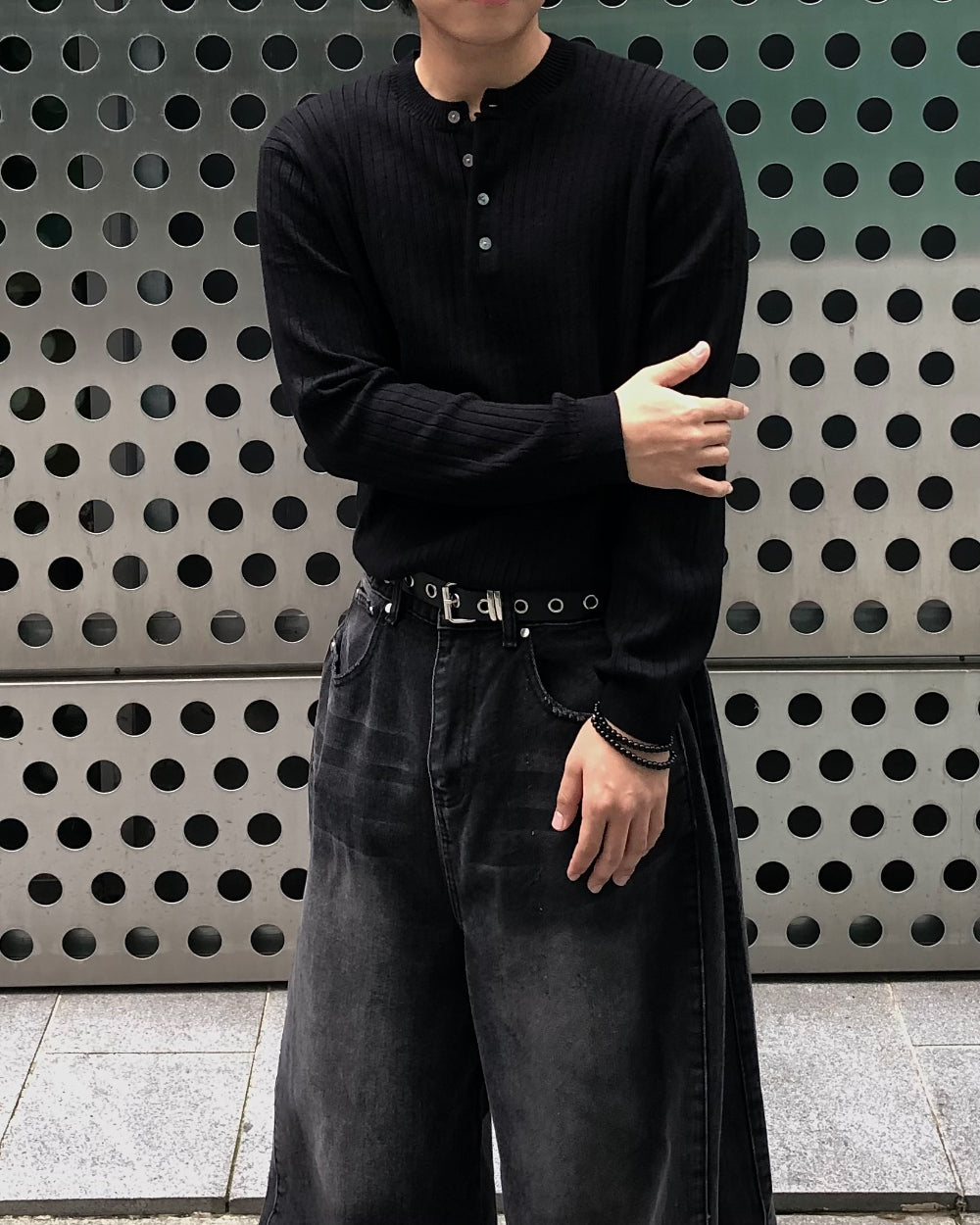 羅紋 亨利領 長袖 針織衫 / 5色
