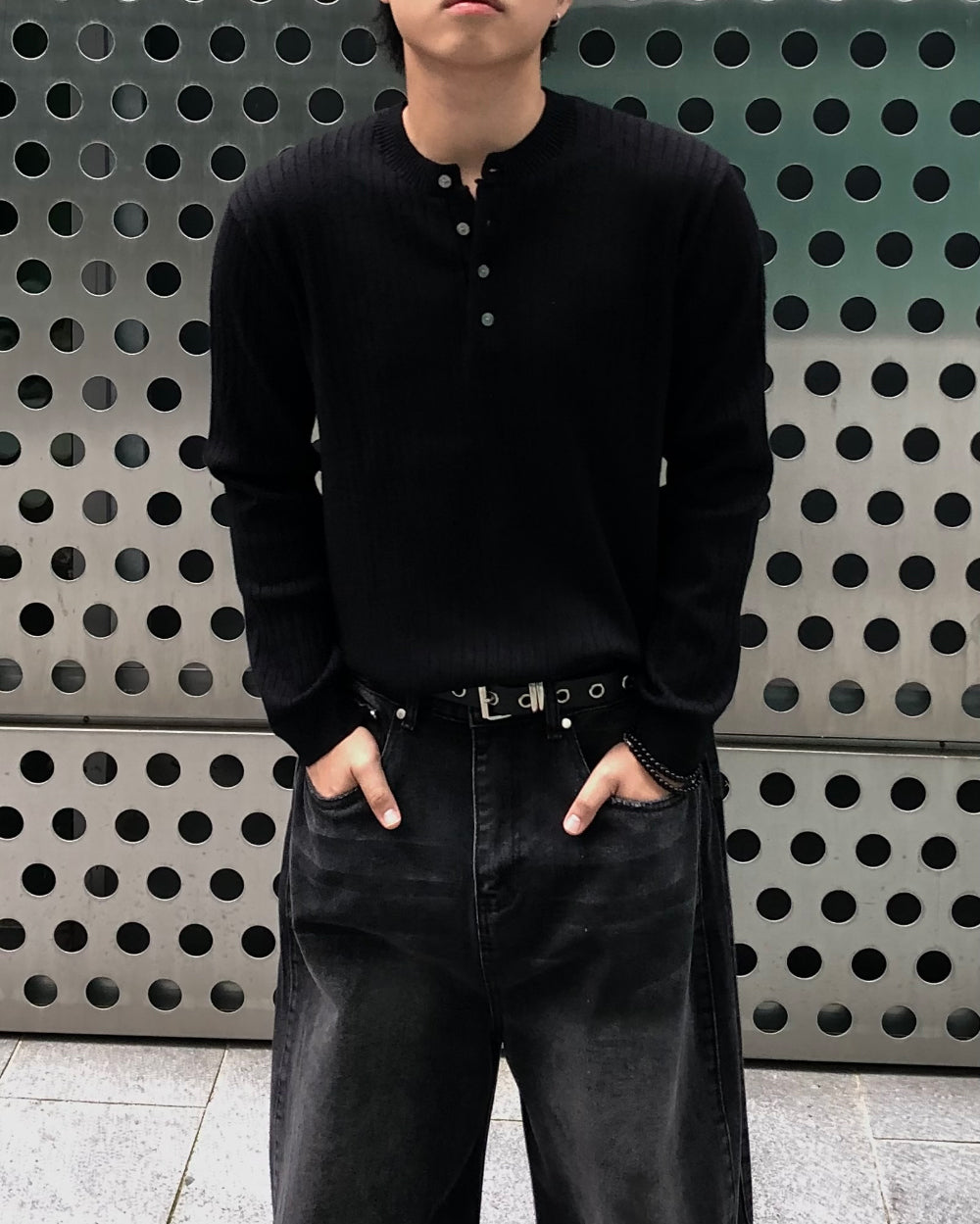 羅紋 亨利領 長袖 針織衫 / 5色