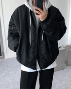 寬鬆 MA-1 連帽可拆 飛行夾克 羽絨外套 / 3色