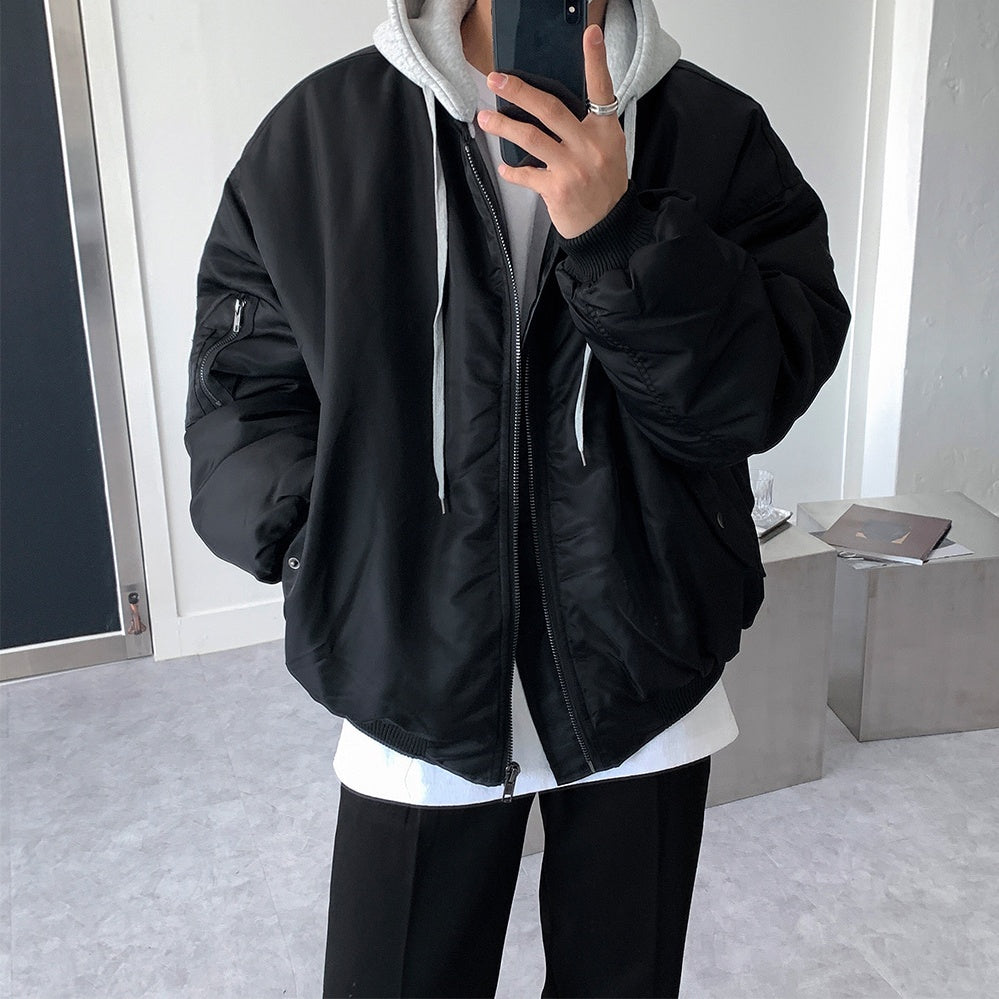 寬鬆 MA-1 連帽可拆 飛行夾克 羽絨外套 / 3色