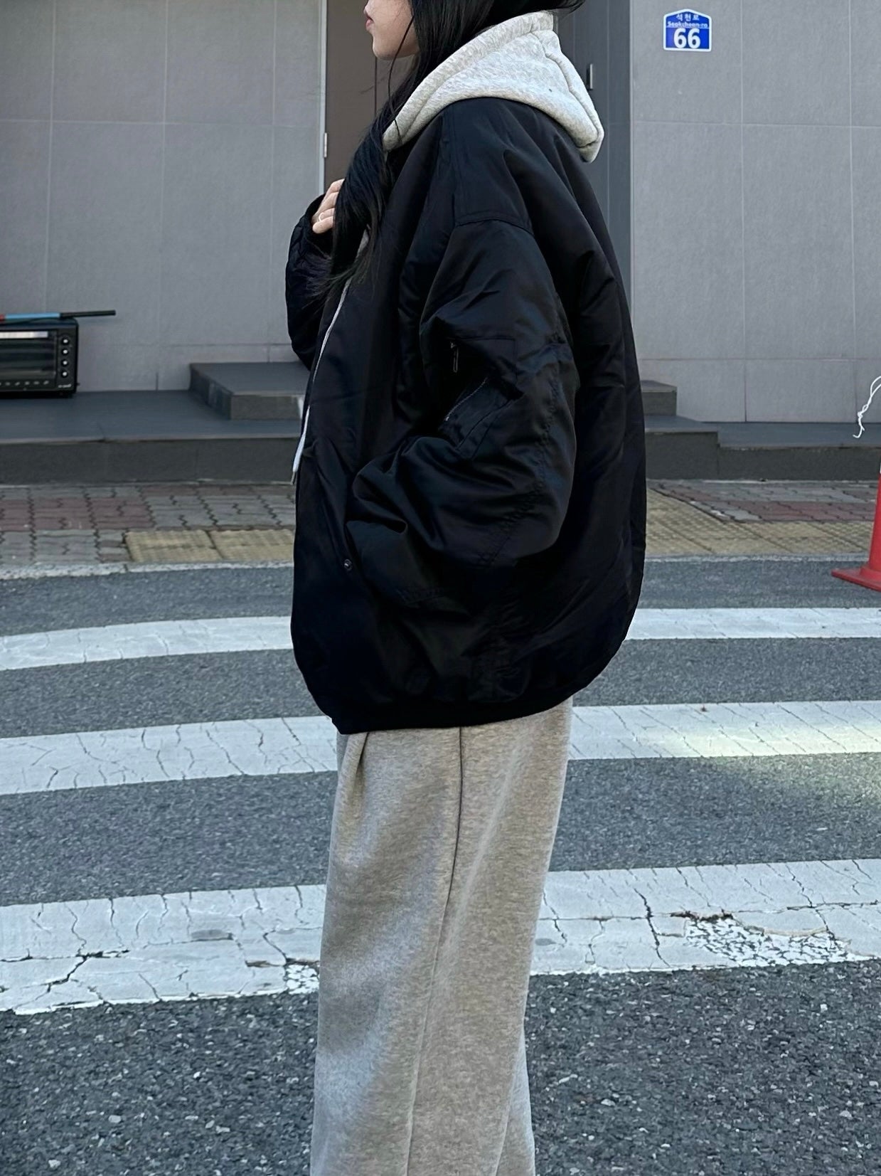 寬鬆 MA-1 連帽可拆 飛行夾克 羽絨外套 / 3色