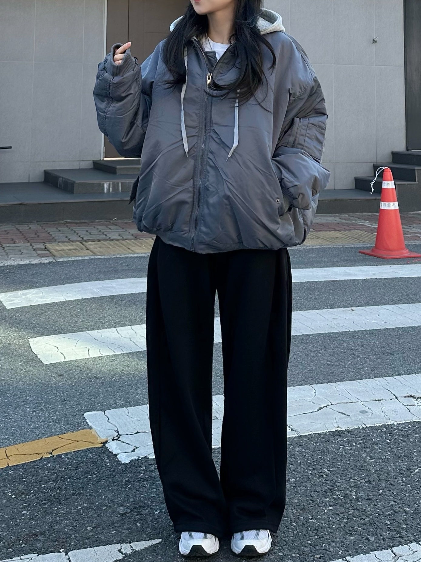 寬鬆 MA-1 連帽可拆 飛行夾克 羽絨外套 / 3色