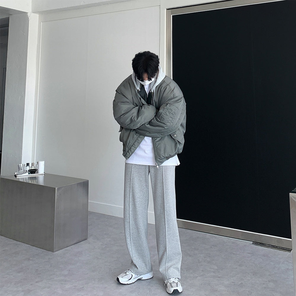 寬鬆 MA-1 連帽可拆 飛行夾克 羽絨外套 / 3色