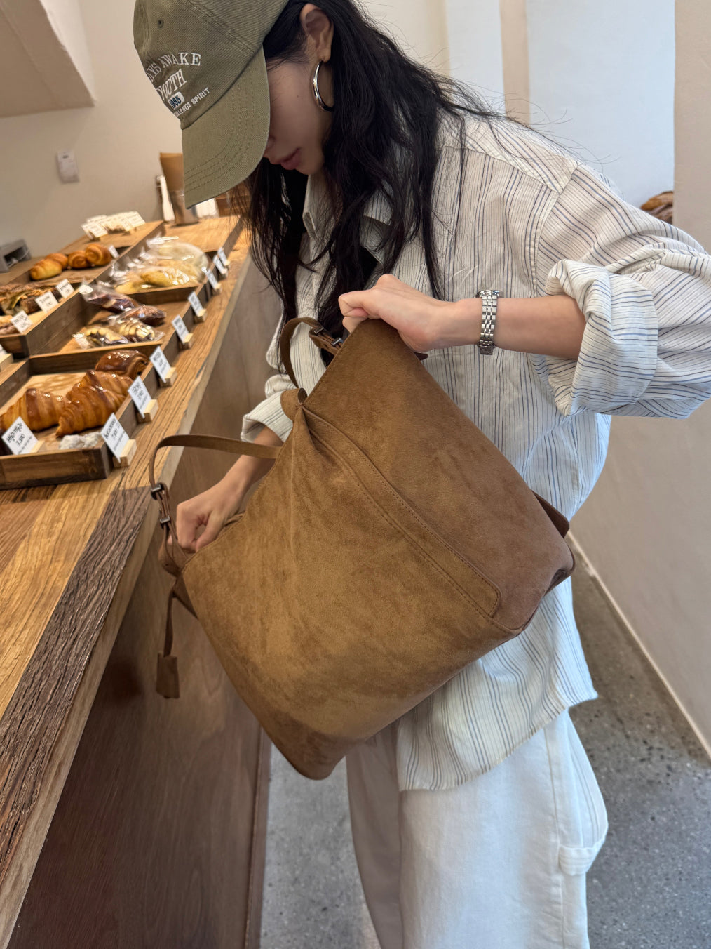 輕奢 質感 霧面 絨面革 麂皮 單肩 托特包 / 3色